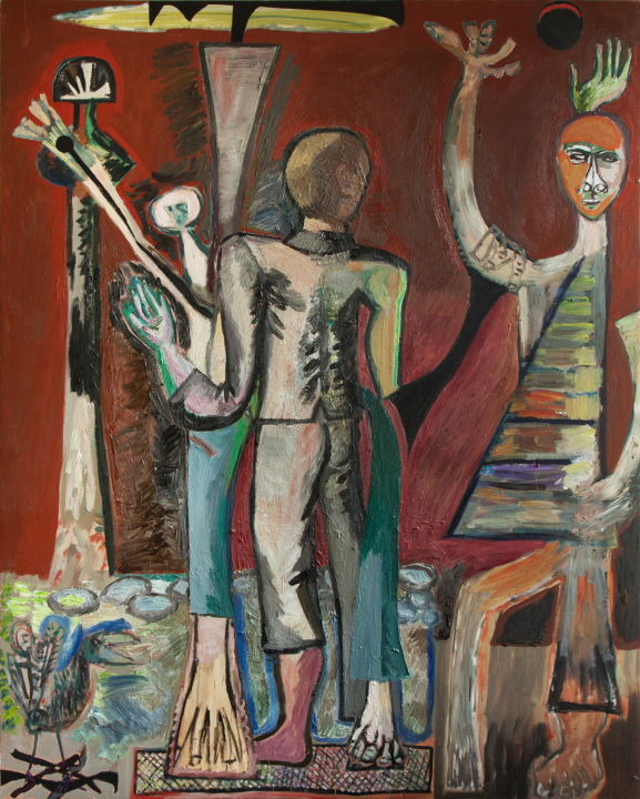 Taniec z parasolem / olej na płótnie / 187 × 147 cm / 2024