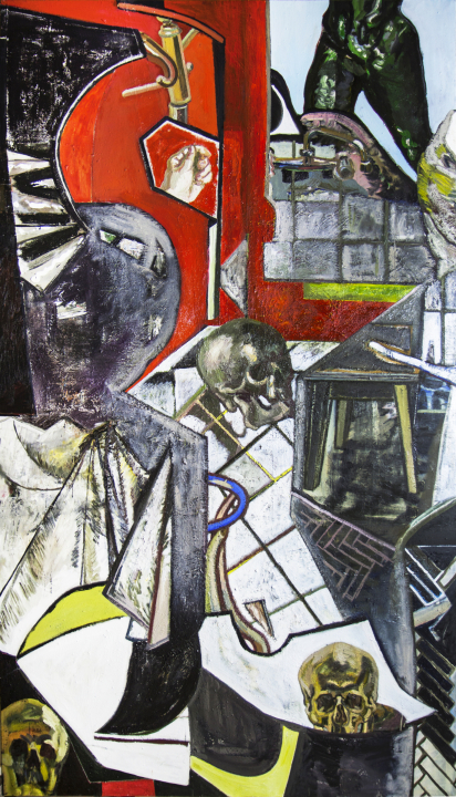 Pęknięte lustro / olej na płótnie / 250 × 140 cm / 2020