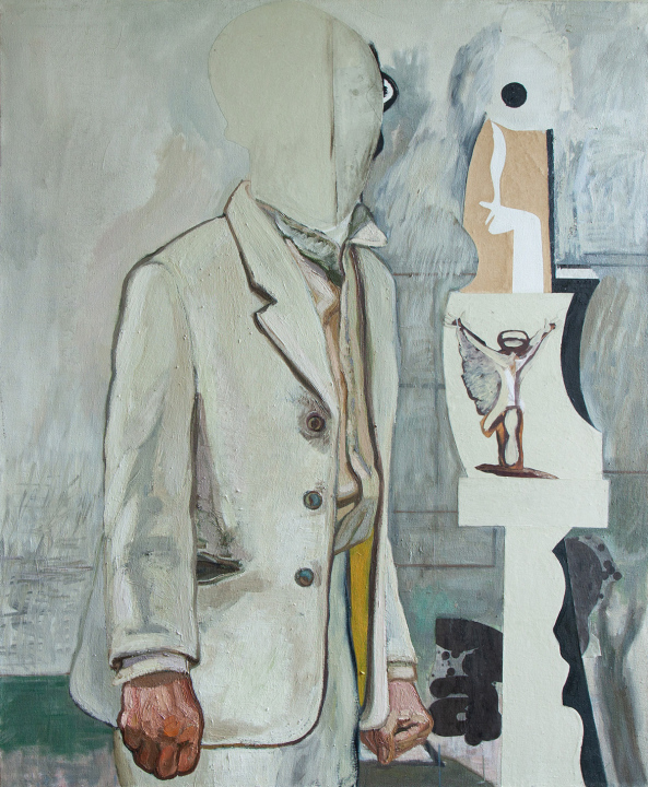 Człowiek w marynarce / olej, papier na płótnie / 110 × 90 cm / 2022