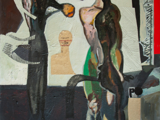 Figura przy drzewie II / olej na płótnie / 140 × 90 cm / 2022